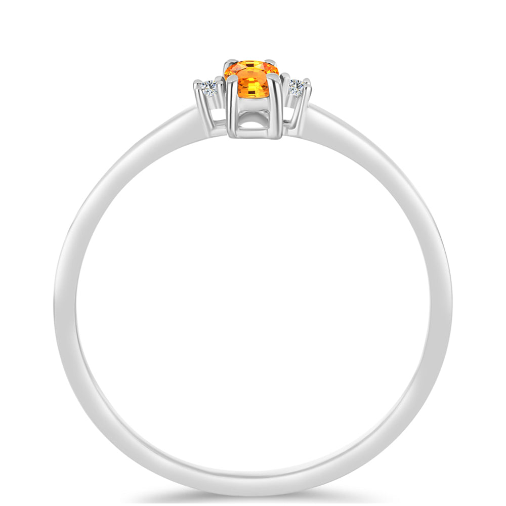 Stříbro 925/1000 - Prsten s Padparadscha Safírem a Bílým Topazem - Karátové číslo: 0.32. přibližná hmotnost: 1.48 gramů