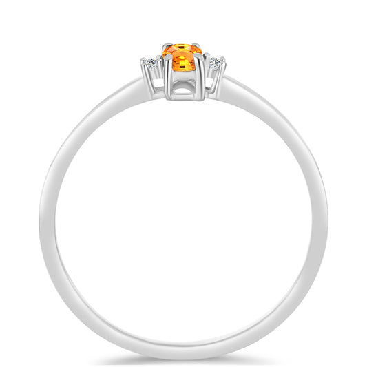 Stříbrný Prsten s Padparadscha Safírem a Bílým Topazem