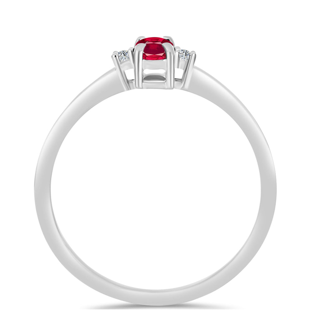 Stříbro 925/1000 - Prsten s Madagaskarským Rubínem a Bílým Topazem - Karátové číslo: 0.38. přibližná hmotnost: 1.49 gramů