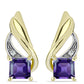 Pozlacené stříbro 925/1000 Náušnice s Marockým Ametystem a Bílým Topazem - Karátové číslo: 1.16. přibližná hmotnost: 4.16 gramů