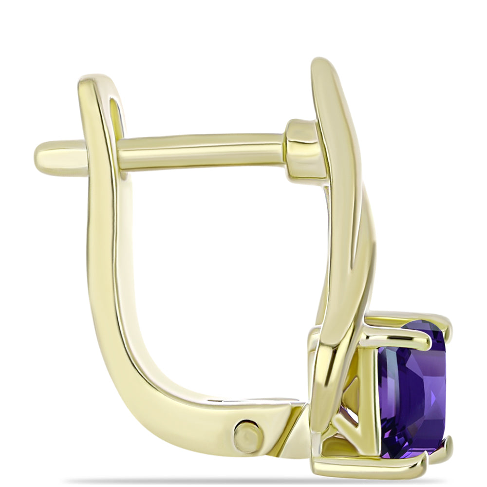 Pozlacené stříbro 925/1000 Náušnice s Marockým Ametystem a Bílým Topazem - Karátové číslo: 1.16. přibližná hmotnost: 4.16 gramů 2 