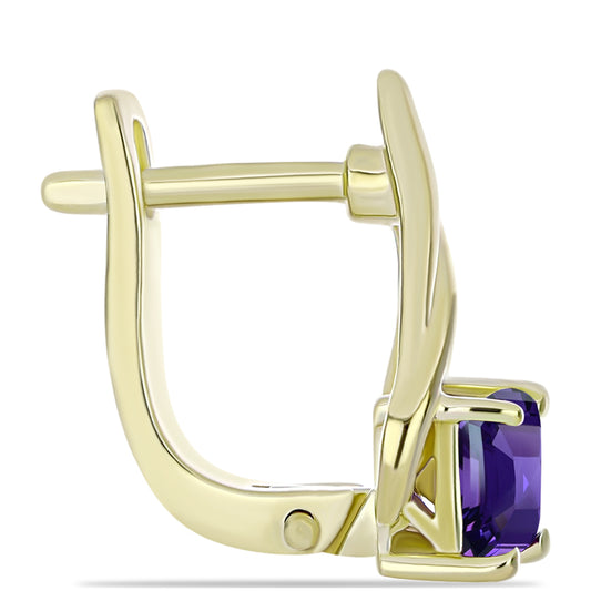 Pozlacené stříbro 925/1000 Náušnice s Marockým Ametystem a Bílým Topazem - Karátové číslo: 1.16. přibližná hmotnost: 4.16 gramů