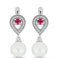 Stříbro 925/1000 - Náušnice s Madagaskarským Rubínem a Bílou Sladkovodní Perlou - Karátové číslo: 7.36. přibližná hmotnost: 4.63 gramů
