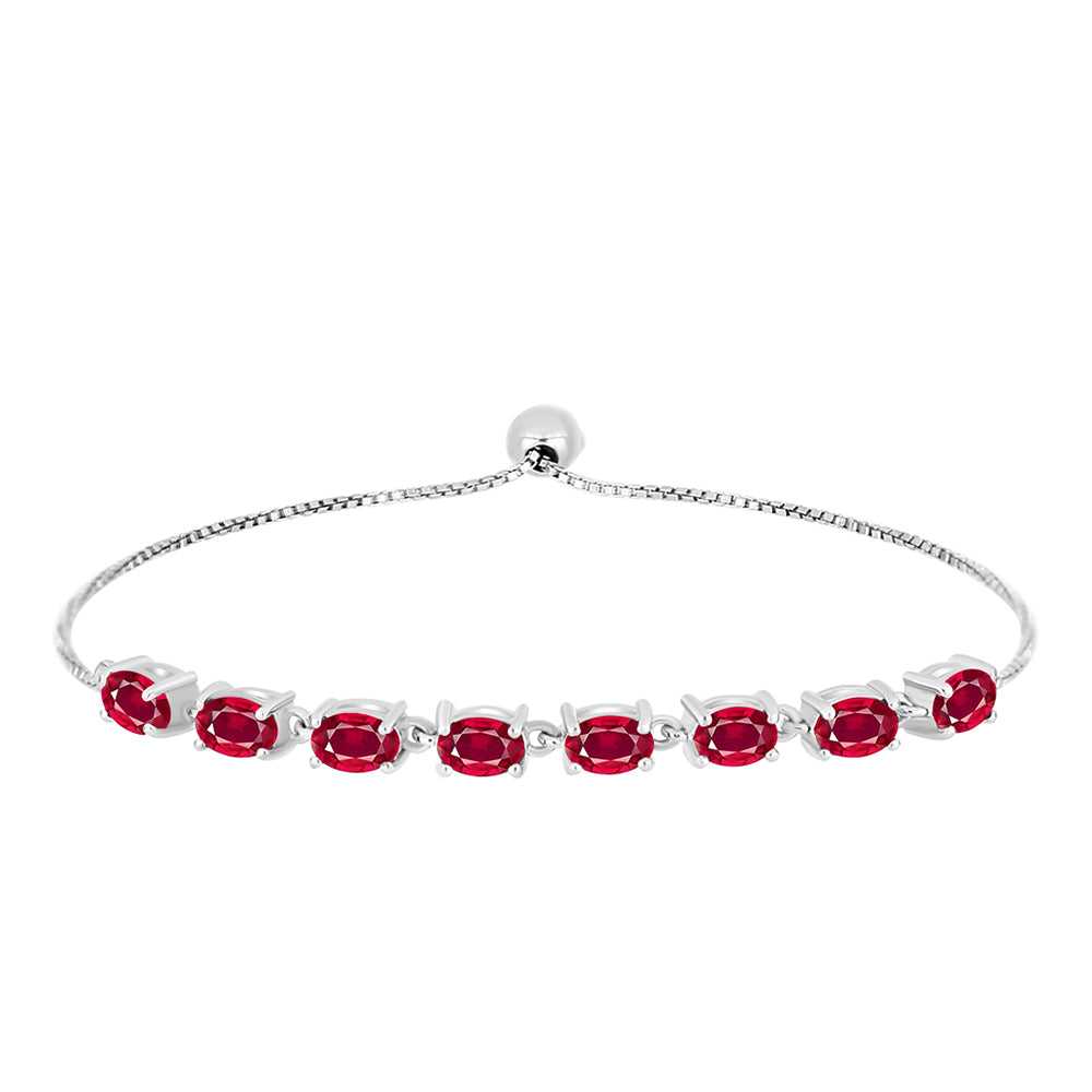 Stříbro 925/1000 - Náramek s Madagaskarským Rubínem - Karátové číslo: 4.4. přibližná hmotnost: 5.23 gramů