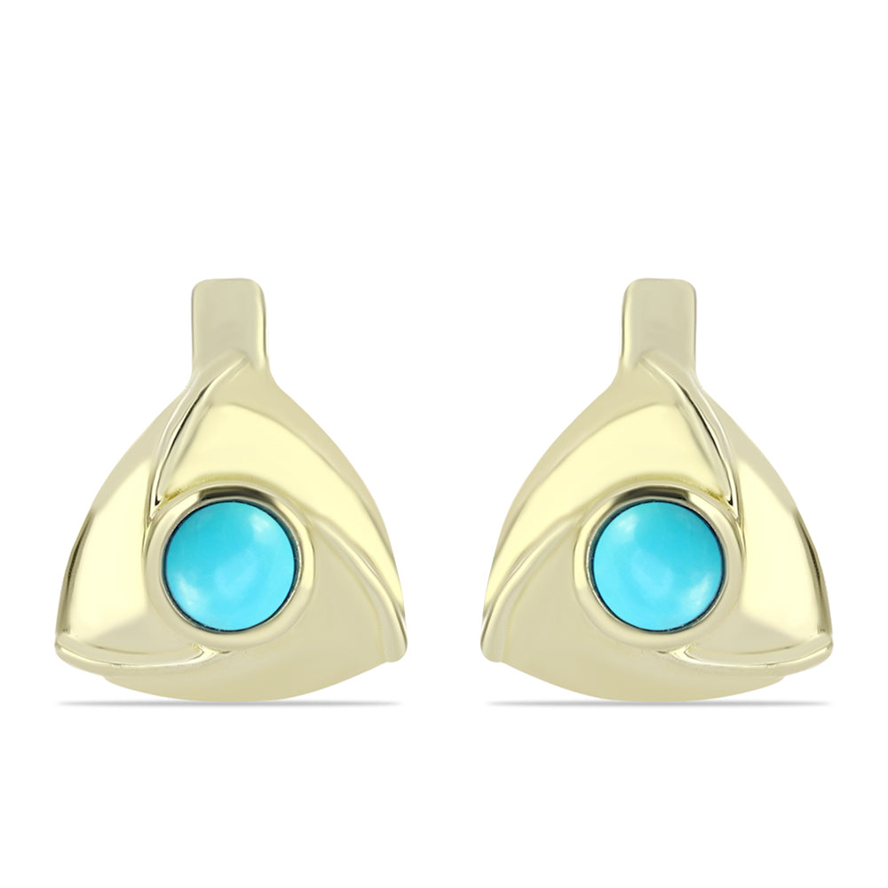 Pozlacené Stříbro 925/1000 - Náušnice s Tyrkysem Sleeping Beauty - Karátové číslo: 0.53. přibližná hmotnost: 3.84 gramů 1 