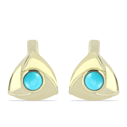 Pozlacené Stříbro 925/1000 - Náušnice s Tyrkysem Sleeping Beauty - Karátové číslo: 0.53. přibližná hmotnost: 3.84 gramů