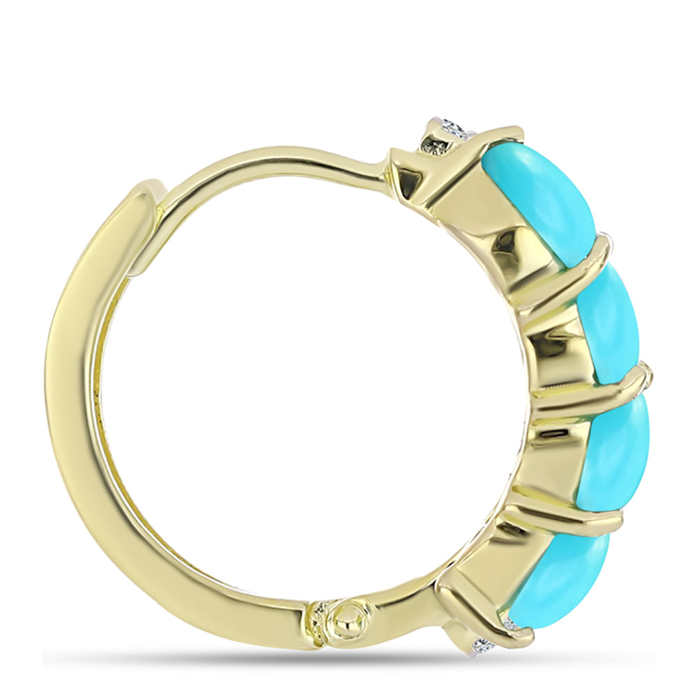 Pozlacené Stříbrné Náušnice s Tyrkysem Sleeping Beauty a Bílým Topazem 2 