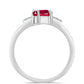 Stříbro 925/1000 - Prsten s Madagaskarským Rubínem a Bílým Topazem - Karátové číslo: 1.41. přibližná hmotnost: 2.8 gramů