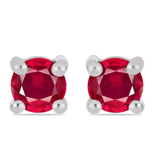 Stříbrné Náušnice s Madagaskarským Rubínem