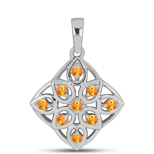 Stříbro 925/1000 Přívěsek s Padparadscha Safírem - Karátové číslo: 0.36. přibližná hmotnost: 2.08 gramů