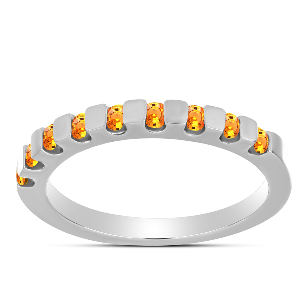 Stříbro 925/1000 - Prsten s Padparadscha Safírem - Karátové číslo: 0.36. přibližná hmotnost: 2.55 gramů