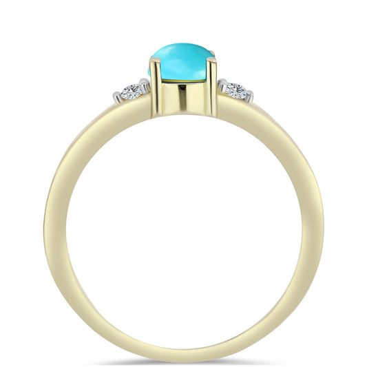 Pozlacený Stříbrný Prsten s Tyrkysem Sleeping Beauty a Bílým Topazem