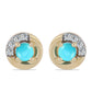 Pozlacené Stříbro 925/1000 - Náušnice s Tyrkysem Sleeping Beauty a Bílým Topazem - Karátové číslo: 0.31. přibližná hmotnost: 1.46 gramů