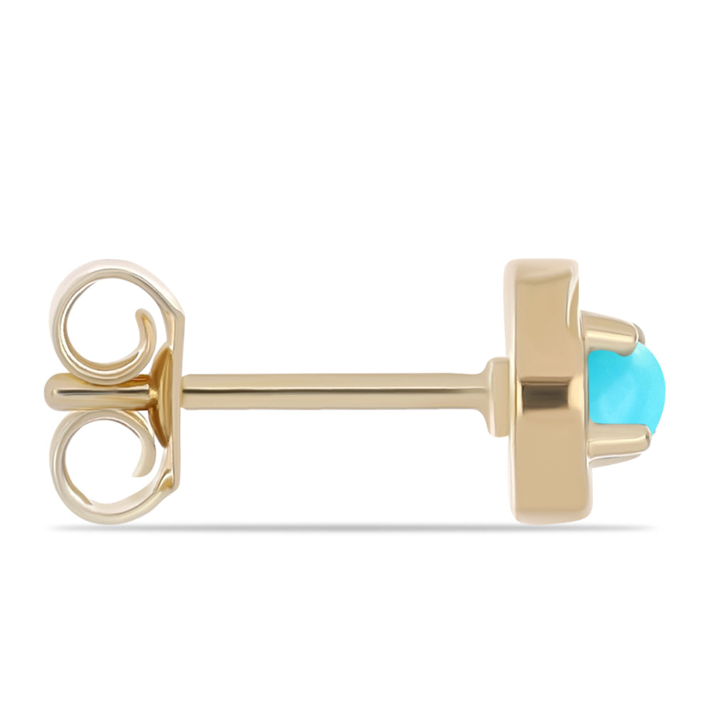 Pozlacené Stříbro 925/1000 - Náušnice s Tyrkysem Sleeping Beauty a Bílým Topazem - Karátové číslo: 0.31. přibližná hmotnost: 1.46 gramů 2 