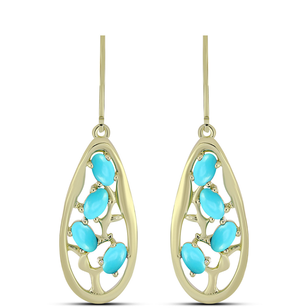 Pozlacené Stříbrné Náušnice s Tyrkysem Sleeping Beauty