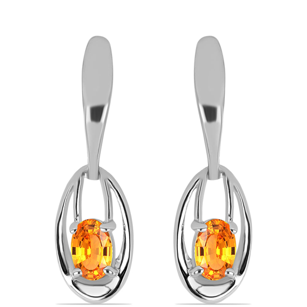 Stříbrné Náušnice s Padparadscha Safírem 1 