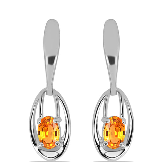 Stříbrné Náušnice s Padparadscha Safírem