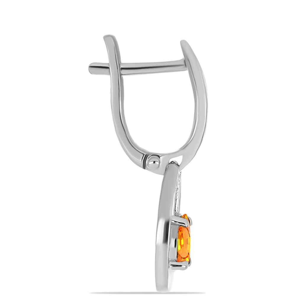 Stříbrné Náušnice s Padparadscha Safírem 2 