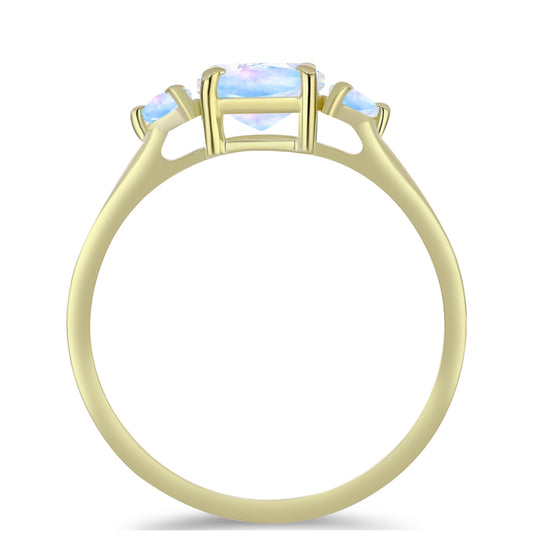 Pozlacený Stříbrný Prsten s Duhovým Měsíčním Kamenem