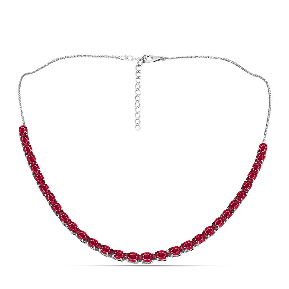 Stříbro 925/1000 - Náhrdelník s Madagaskarským Rubínem - Karátové číslo: 19.51. přibližná hmotnost: 13.53 gramů