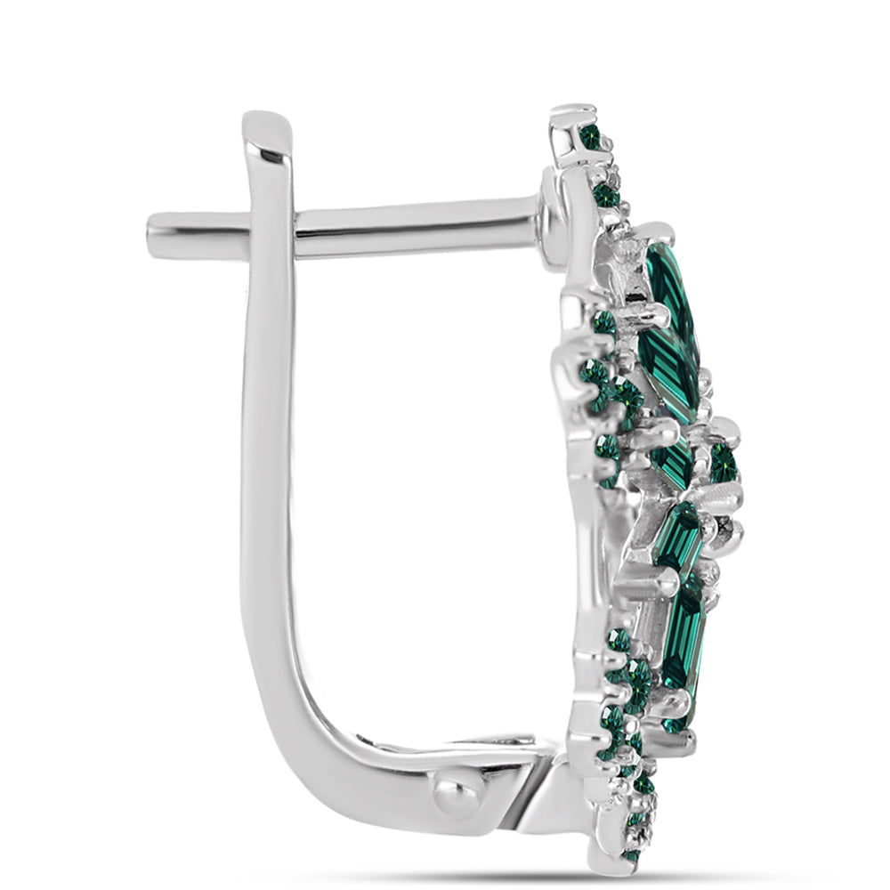 Stříbro 925/1000 Náušnice s Zelenkavý mořsky modrý Moissanitem - Karátové číslo: 1.78. přibližná hmotnost: 4.9 gramů