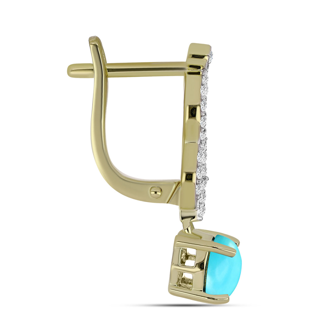 Pozlacené Stříbrné Náušnice s Tyrkysem Sleeping Beauty a Bílým Topazem 2 