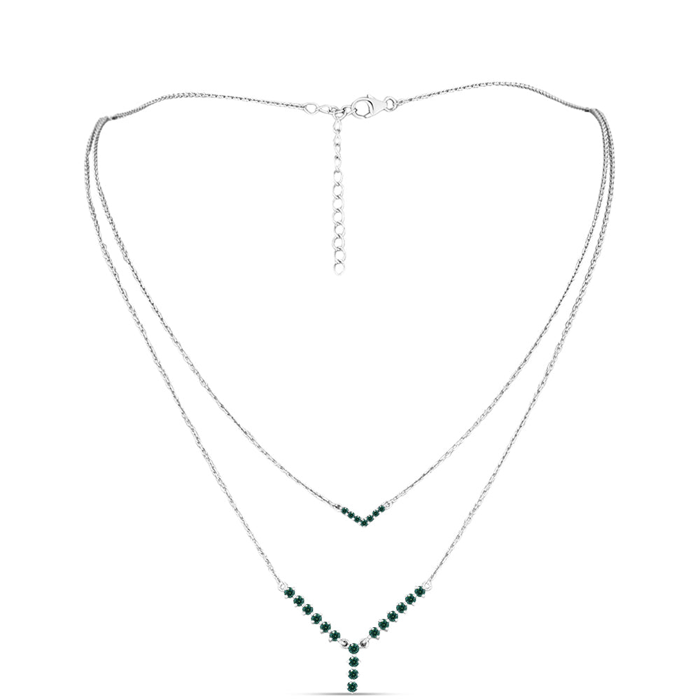 Stříbro 925/1000 - Náhrdelník s Zelenkavý mořsky modrý Moissanitem - Karátové číslo: 0.61. přibližná hmotnost: 5.17 gramů