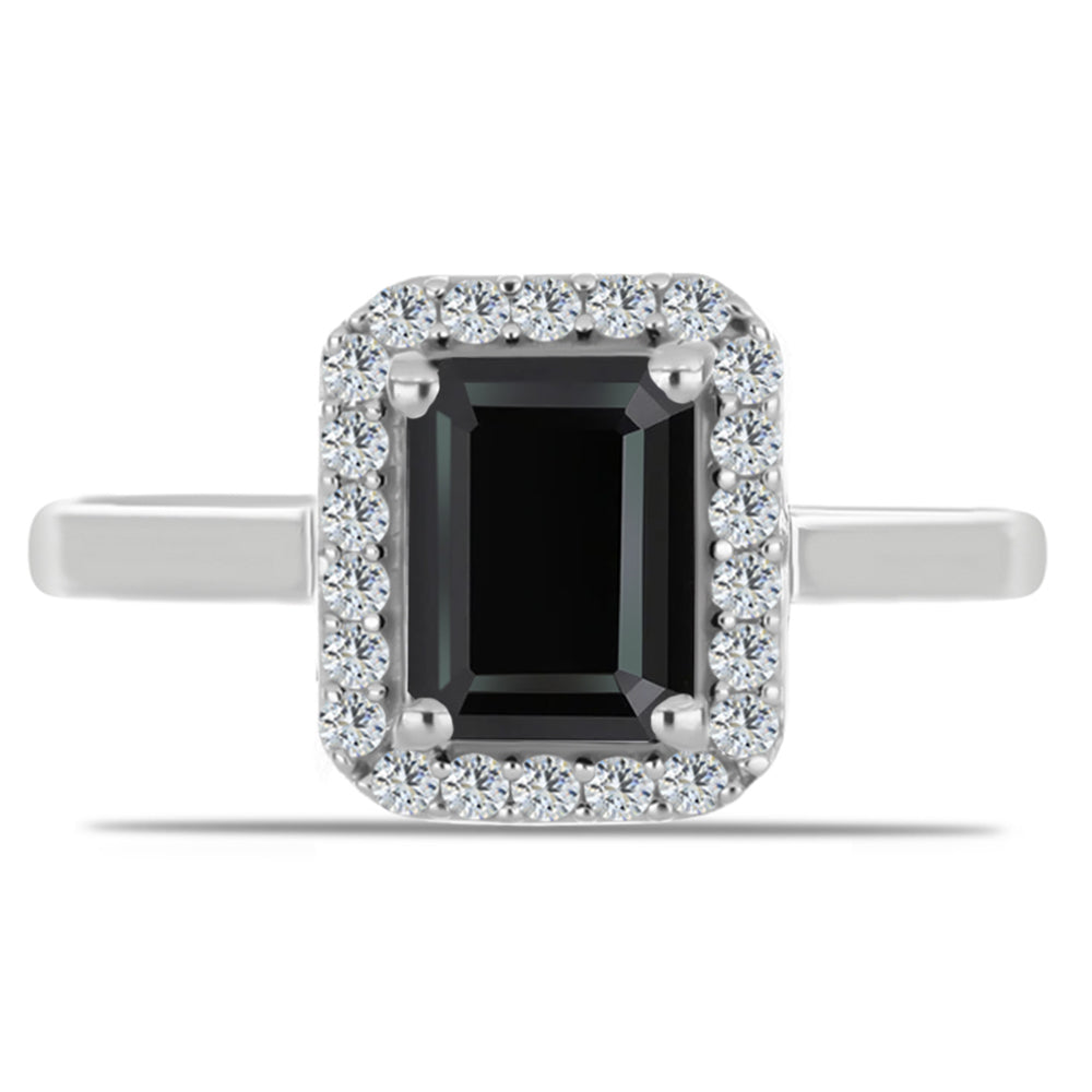 Stříbro 925/1000 - Prsten s Obsidiánem a Bílým Topazem - Karátové číslo: 0.99. přibližná hmotnost: 2.65 gramů 1 