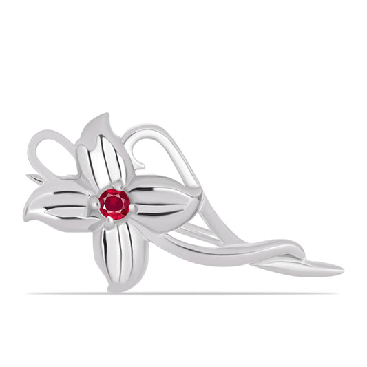Stříbro 925/1000 - Brož s Madagaskarským Rubínem - Karátové číslo: 0.06. přibližná hmotnost: 1.4 gramů