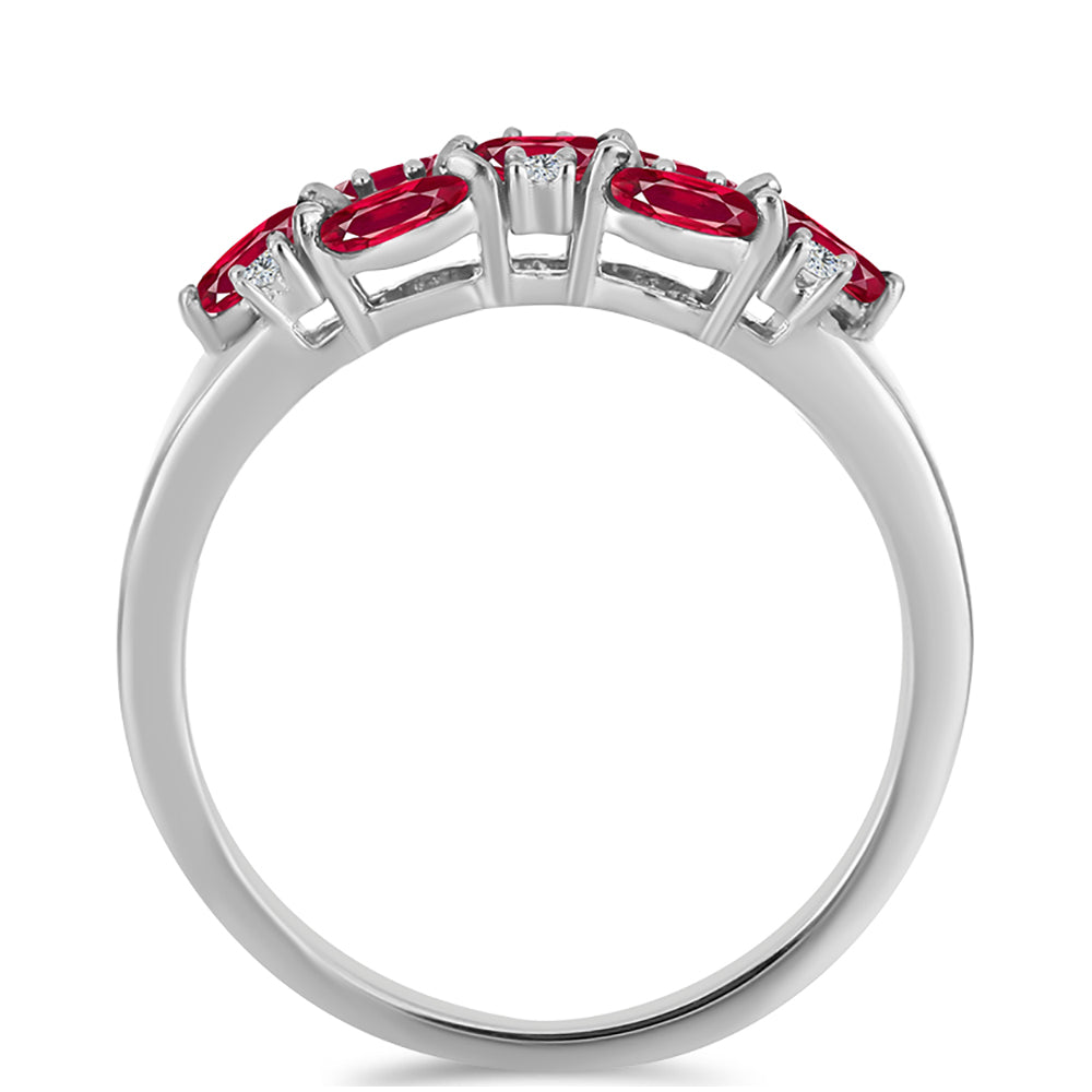 Stříbro 925/1000 - Prsten s Madagaskarským Rubínem a Bílým Topazem - Karátové číslo: 0.88. přibližná hmotnost: 2.54 gramů