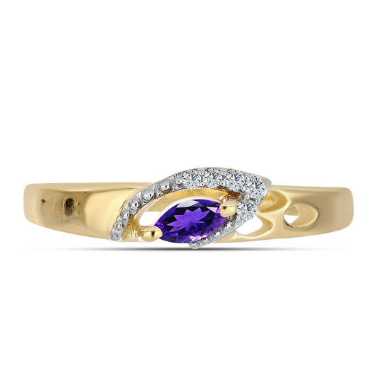 Pozlacený Stříbrný Prsten s Marockým Ametystem a Bílým Topazem