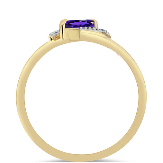 Pozlacený Stříbrný Prsten s Marockým Ametystem a Bílým Topazem