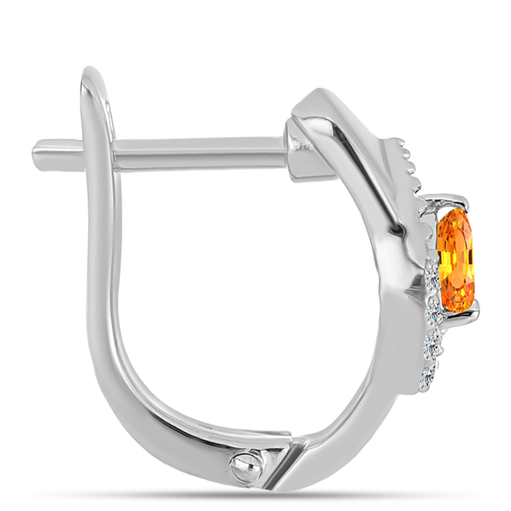 Stříbro 925/1000 - Náušnice s Padparadscha Safírem a Bílým Topazem - Karátové číslo: 0.29. přibližná hmotnost: 3.36 gramů 2 