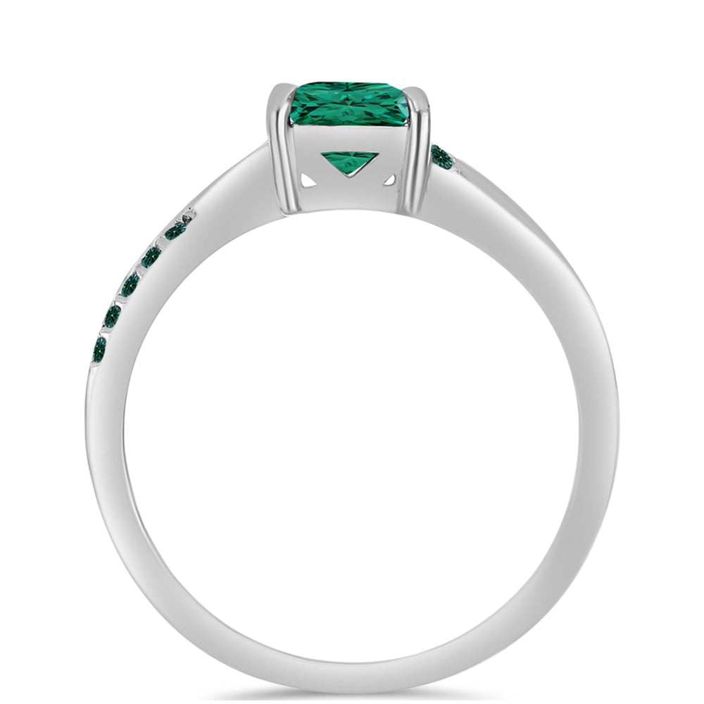 Stříbro 925/1000 - Prsten s Zelenkavý mořsky modrý Moissanitem - Karátové číslo: 0.77. přibližná hmotnost: 2.58 gramů 2 