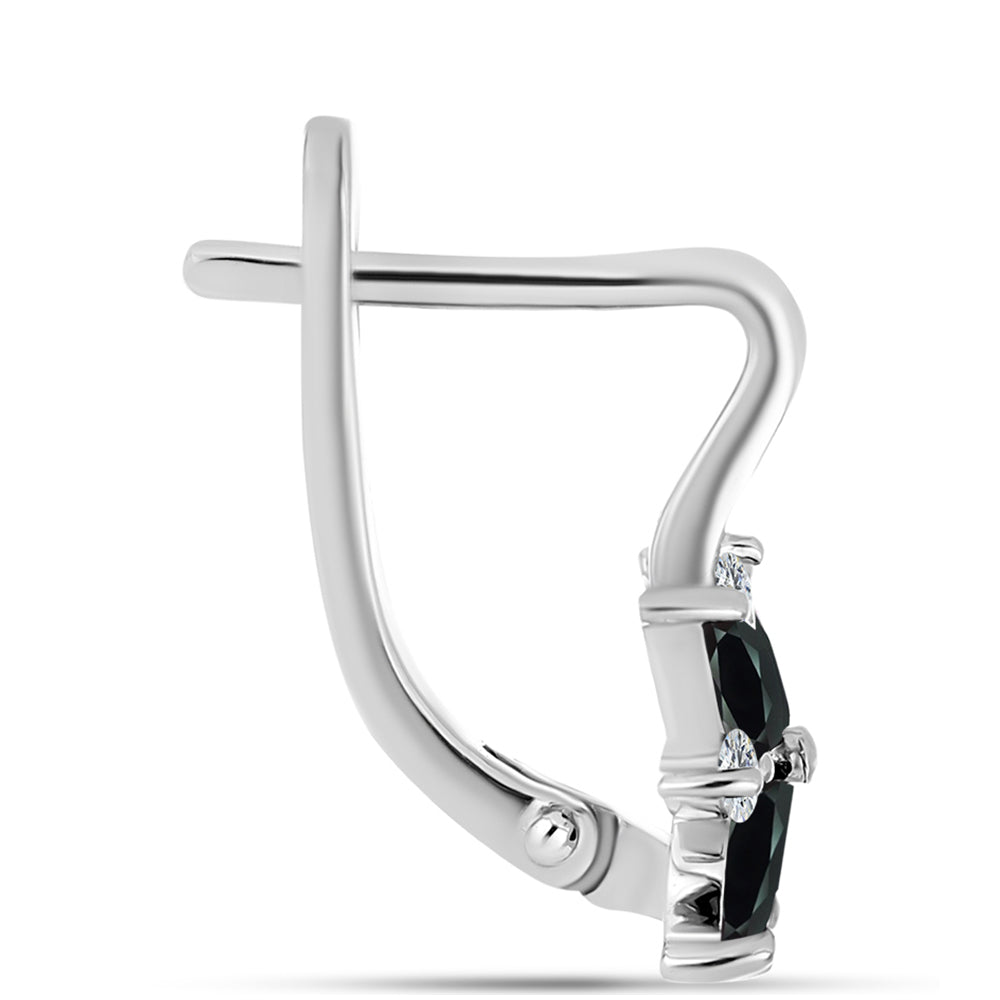 Stříbro 925/1000 Náušnice s Obsidiánem a Bílým Topazem - Karátové číslo: 1.2. přibližná hmotnost: 3.47 gramů 2 