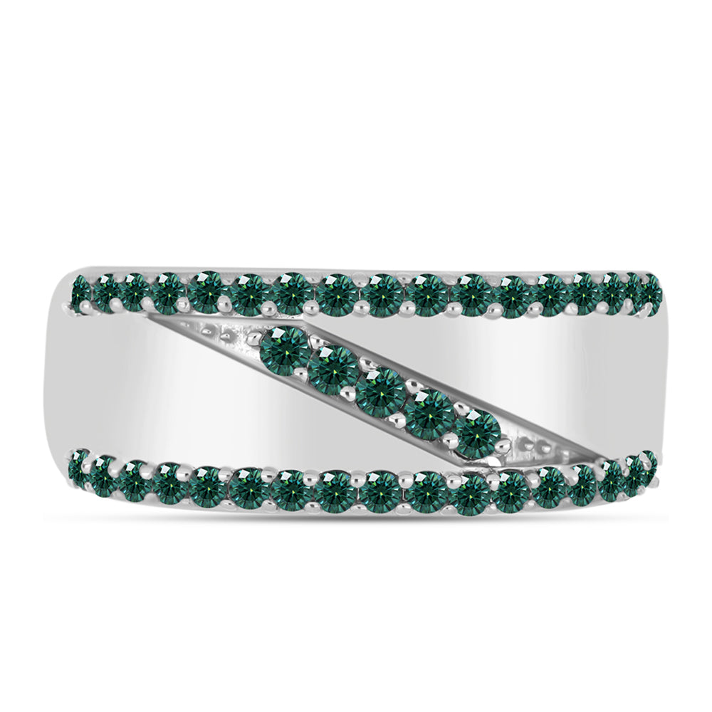 Stříbro 925/1000 Prsten s Zelenkavý mořsky modrý Moissanitem - Karátové číslo: 0.59. přibližná hmotnost: 5.23 gramů 1 