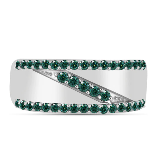 Stříbro 925/1000 Prsten s Zelenkavý mořsky modrý Moissanitem - Karátové číslo: 0.59. přibližná hmotnost: 5.23 gramů