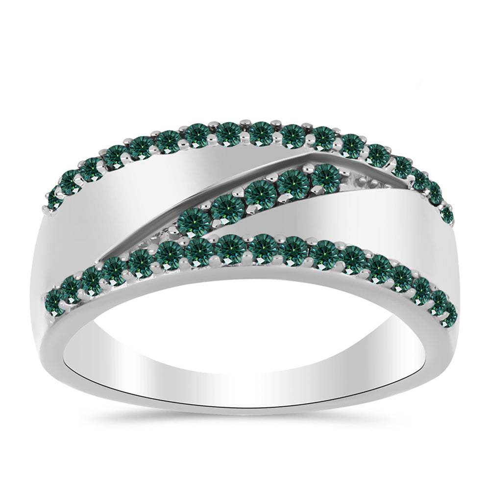 Stříbro 925/1000 Prsten s Zelenkavý mořsky modrý Moissanitem - Karátové číslo: 0.59. přibližná hmotnost: 5.23 gramů 3 