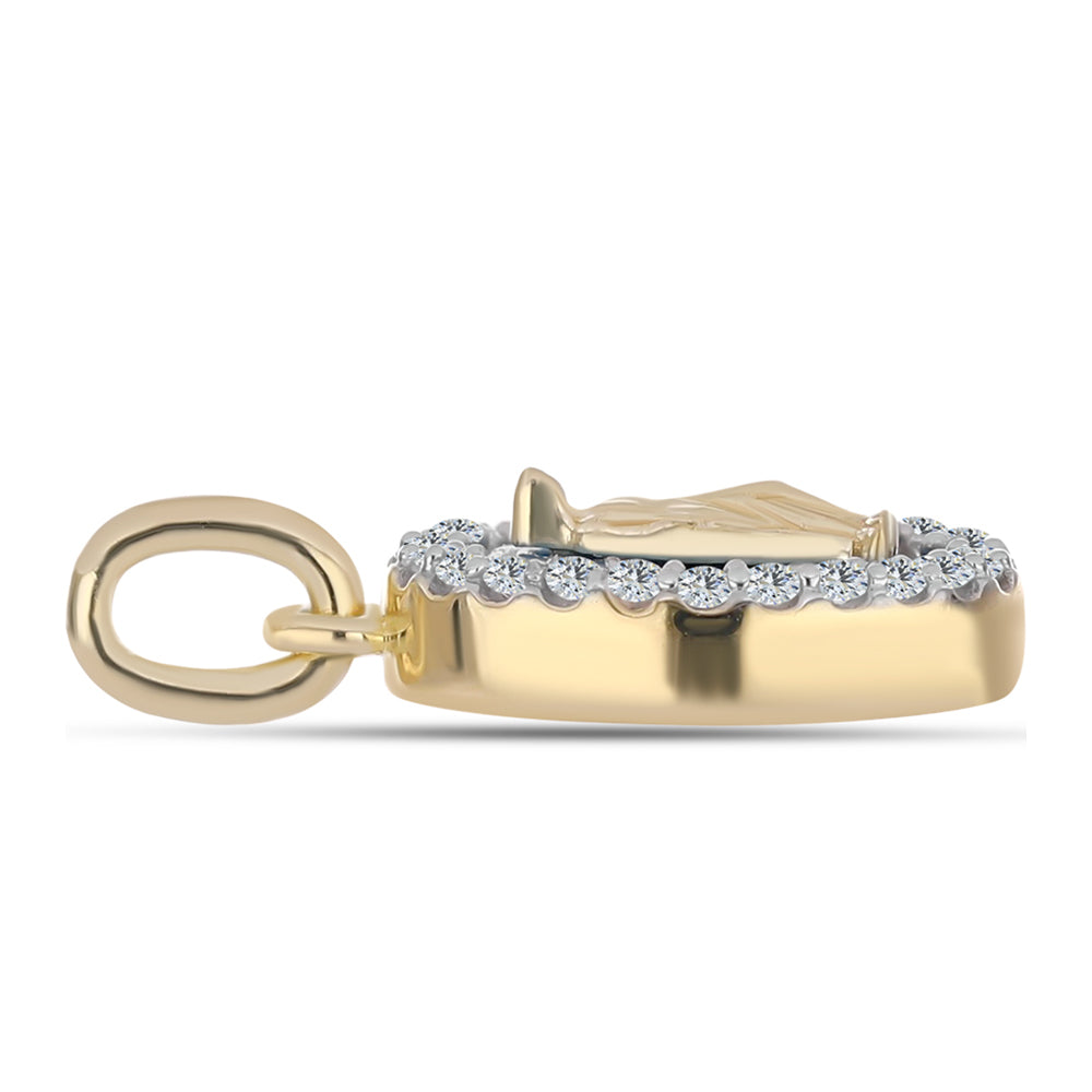 Pozlacené Stříbro 925/1000 - Přívěsek s Tyrkysem Sleeping Beauty a Bílým Topazem - Karátové číslo: 1.22. přibližná hmotnost: 1.95 gramů 2 