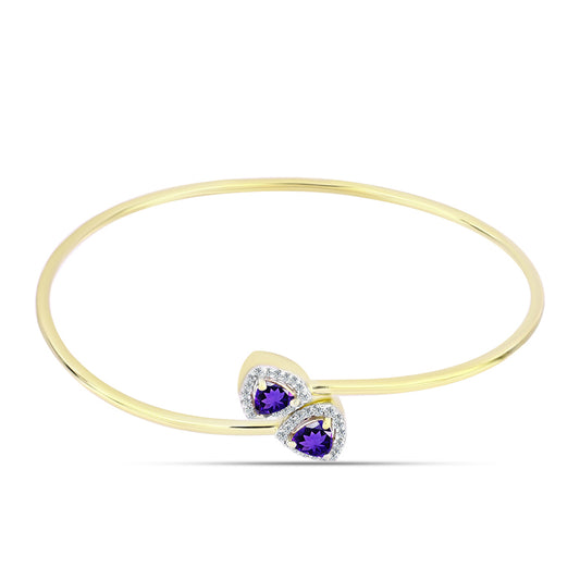 Pozlacené Stříbro 925/1000 - Náramek s Marockým Ametystem a Bílým Topazem - Karátové číslo: 1.06. přibližná hmotnost: 5.17 gramů