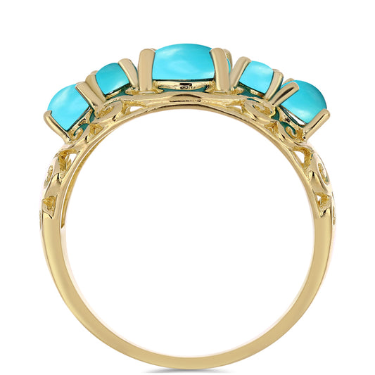 Pozlacený Stříbrný Prsten s Tyrkysem Sleeping Beauty