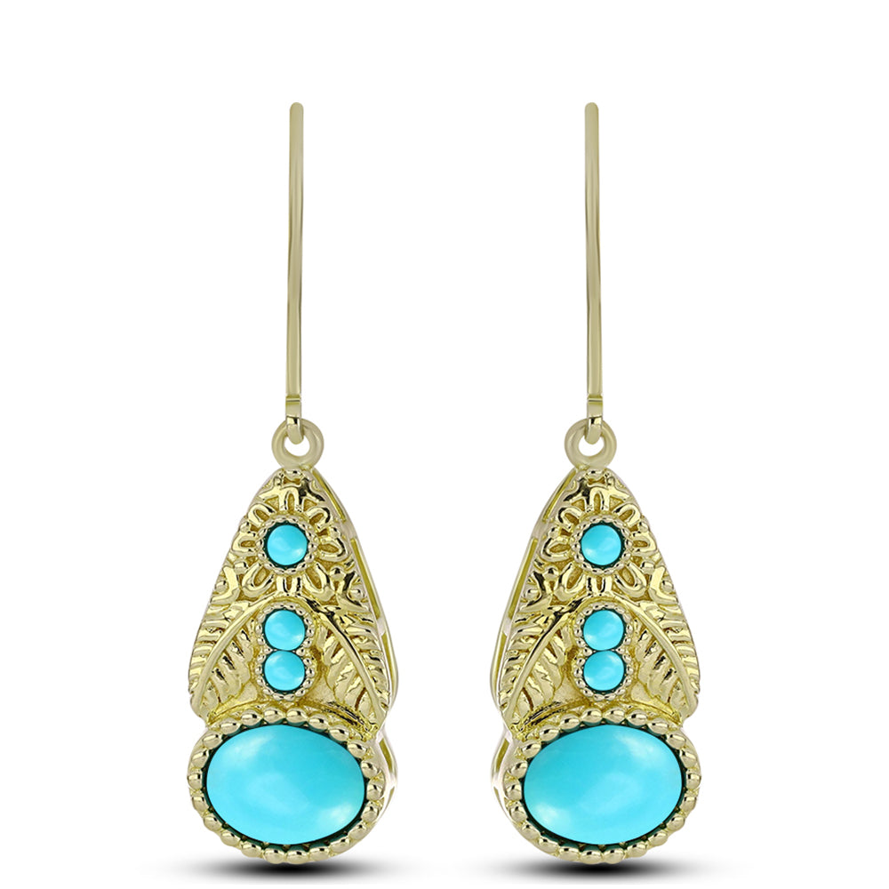 Pozlacené Stříbrné Náušnice s Tyrkysem Sleeping Beauty 1 