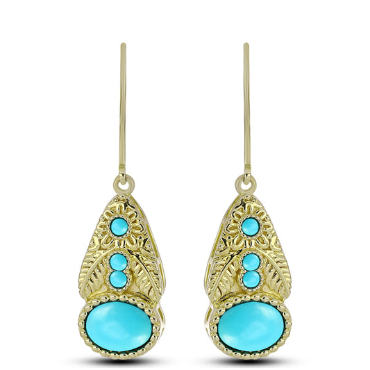 Pozlacené Stříbrné Náušnice s Tyrkysem Sleeping Beauty