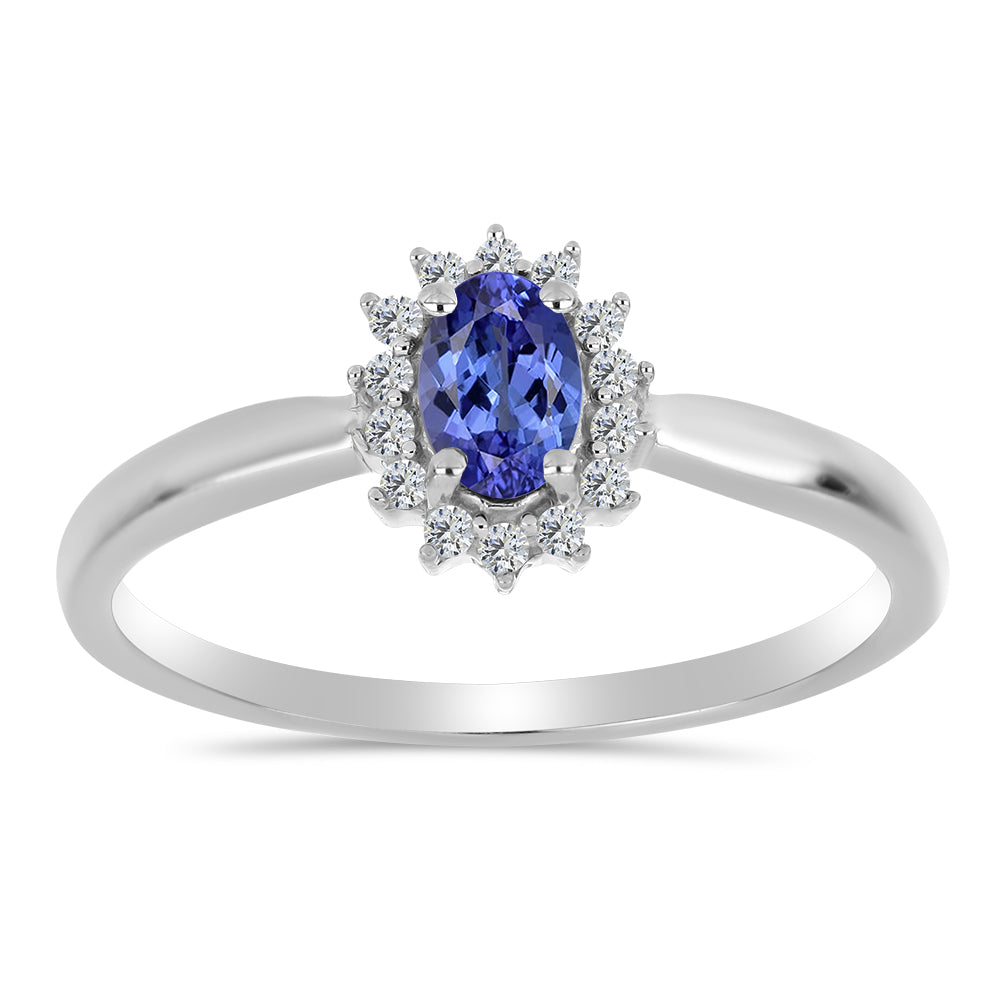 Stříbro 925/1000 - Prsten s AA Tanzanitem a Bílým Topazem - Karátové číslo: 0.54. přibližná hmotnost: 2.07 gramů 2 