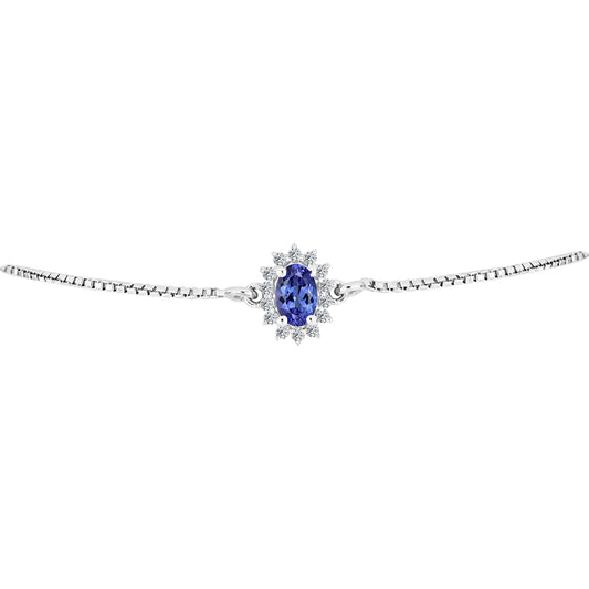 Stříbrný Náramek s AA Tanzanitem a Bílým Topazem