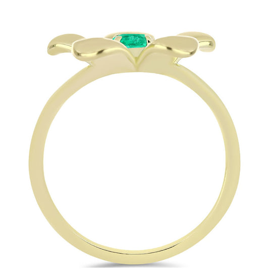 Pozlacené Stříbro 925/1000 - Prsten s Kolumbijským Smaragdem - Karátové číslo: 0.24. přibližná hmotnost: 3.53 gramů