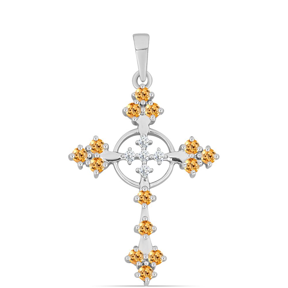 Stříbro 925/1000 - Přívěsek s "Císařským žlutým" topazem a Bílým Topazem - Karátové číslo: 0.67. přibližná hmotnost: 2.19 gramů