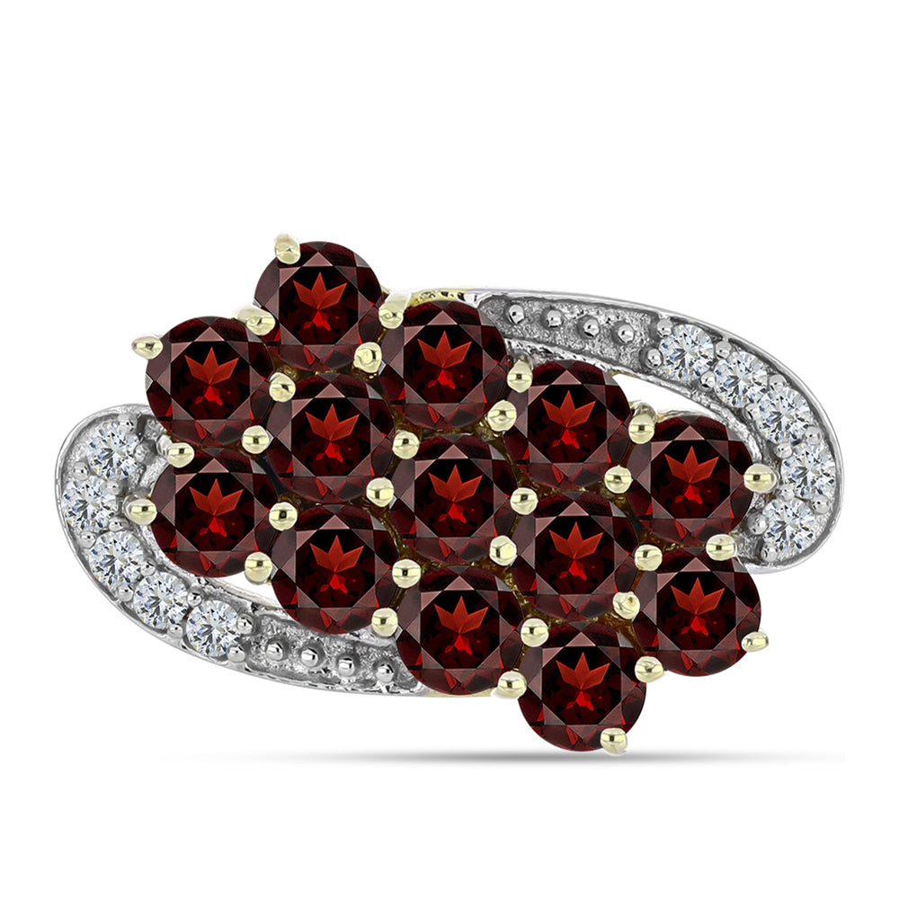 Pozlacený Stříbrný Prsten s Bartonským Granátem a Bílým Topazem