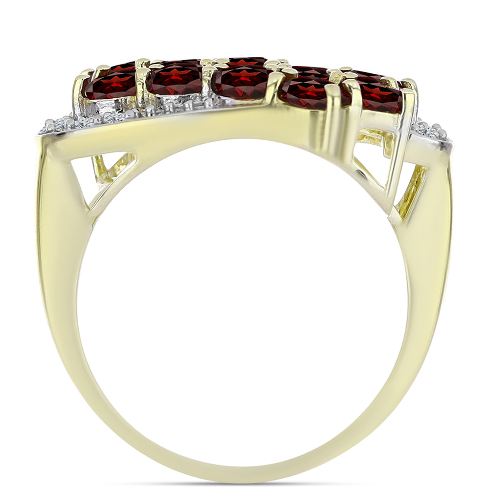 Pozlacený Stříbrný Prsten s Bartonským Granátem a Bílým Topazem 2 
