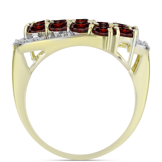 Pozlacený Stříbrný Prsten s Bartonským Granátem a Bílým Topazem